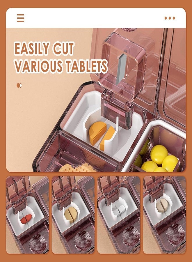 PRAMANTA Medicine Cutter with Storage Box | 3 in 1 Multifunctional Pill Tablet Cutter | Medicine Splitter Divider | Pill Crusher Cutter | Travel Pill Cutter with 5 Compartments Pill Box (1Pcs) - Image 2